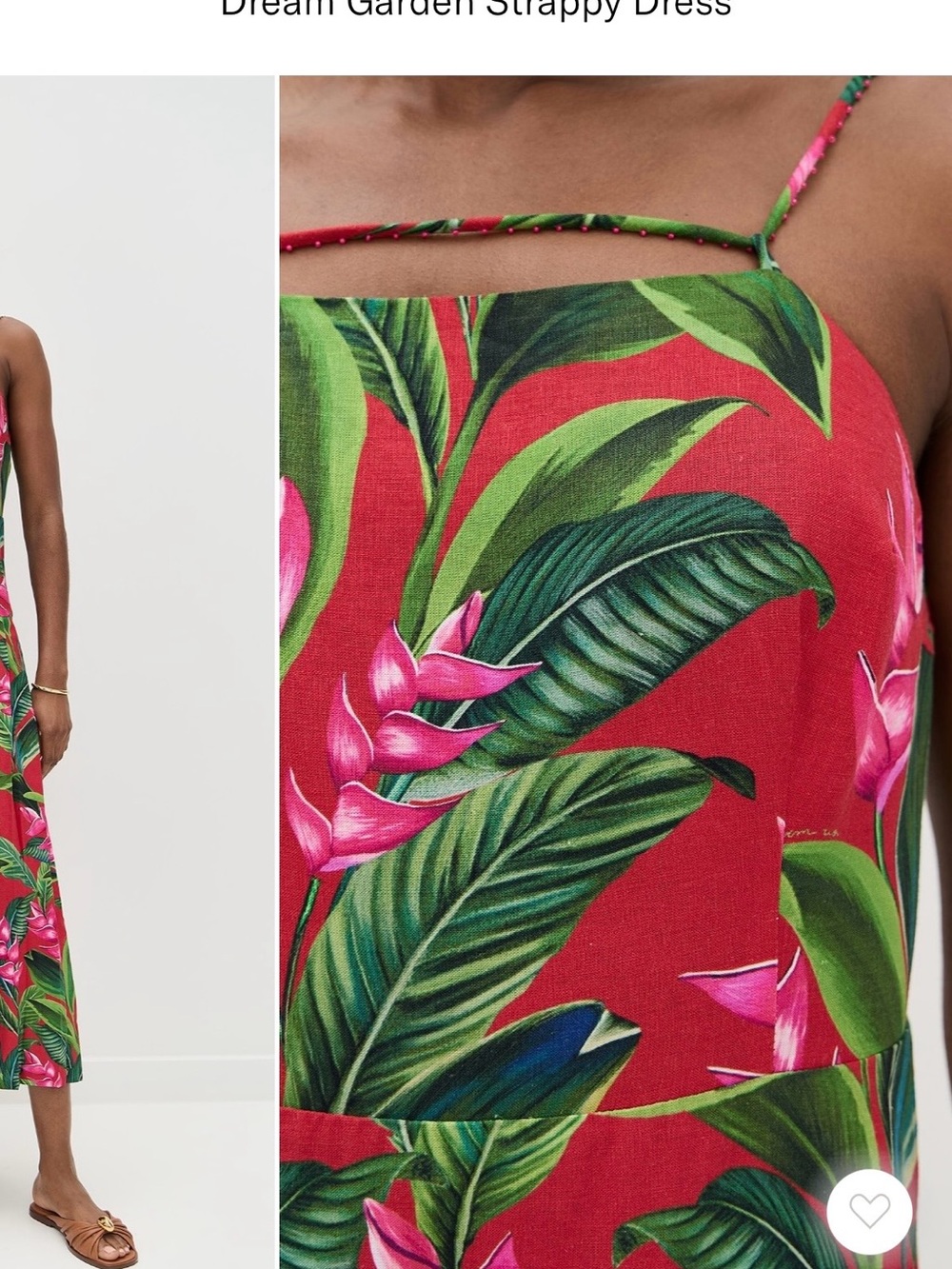 FARM Rio Pink Tropical Midi Dress with Green Leaf Print XL NWOT - Picture 6 of 6